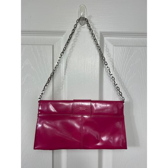 Kenneth Cole Reaction Hot Pink Handbag with Rhinestone Buckle Chain Strap - Picture 4 of 10
